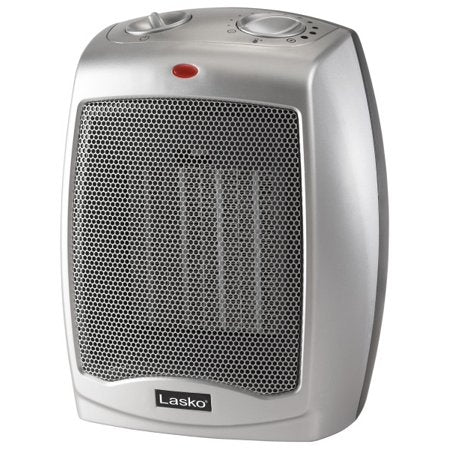 754200 1500W 9.2 in. Gray Electric Tabletop Ceramic Space Heater with Adjustable Thermostat and Overheat Protection