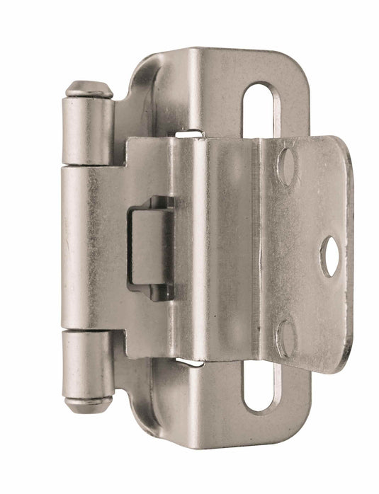 BPR7565G10 Satin Nickel 3/8 in. (10 mm) Inset Self-Closing, Partial Wrap Cabinet Hinge (2-Pack)