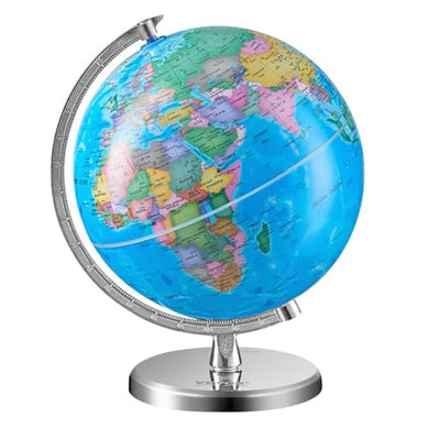 DQYJJLBFG8YCRYAAZV0 Rotating World Globe with Stand 11.02 in. x 8 in. 203.2 mm 360° Spinning Globe with Precise Time Zone for Education