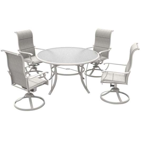 FM18107-AL-4SVC Riverbrook Shell White Padded Sling Aluminum Outdoor Dining Chairs (4-Pack)