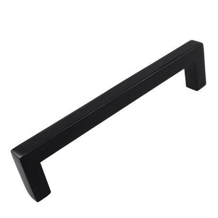 21683-128-MB 5 in. Matte Black Solid Square Slim Cabinet Drawer Bar Pulls (1-PACK)