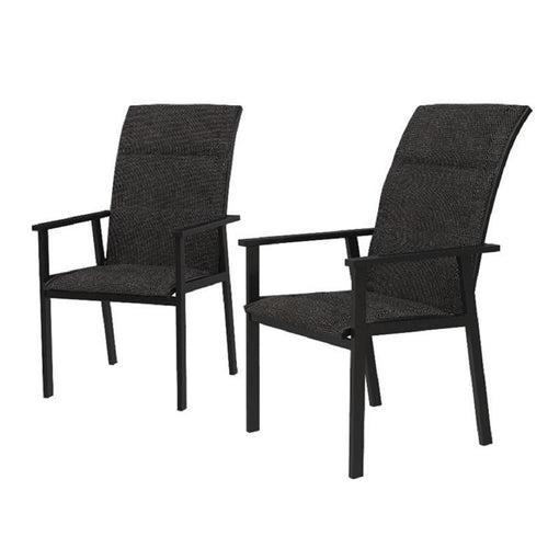 GL-18044-B-CH High Garden Black Steel Padded Sling Outdoor Patio Stationary Dining Chair (2-Pack)