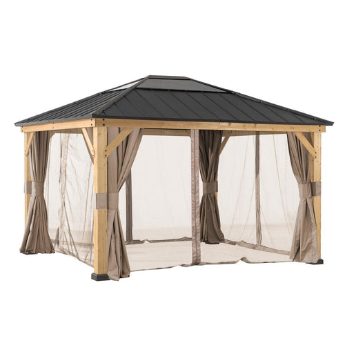 A111701240 Universal Curtains and Mosquito Netting for 13 ft. x 15 ft. Wood Gazebos