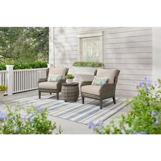 GC51199-SRP-SET Cooper Lake 3-Piece Wicker Patio Conversation Set with CushionGuard Putty Cushions