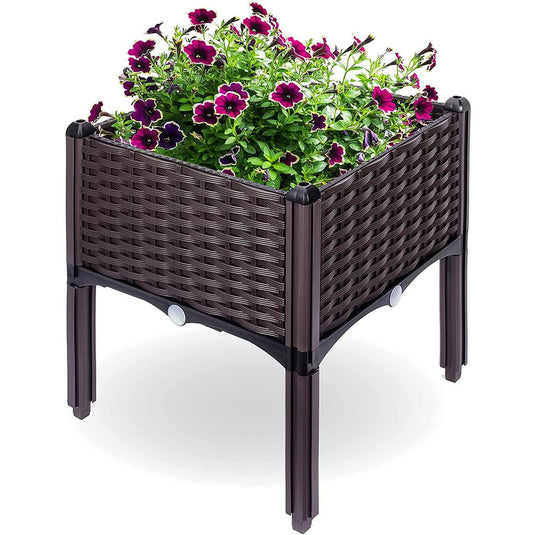 911216 Backyard Expressions 16 in. x 16 in. x 18 in. Resin Wicker Elevated Garden Bed