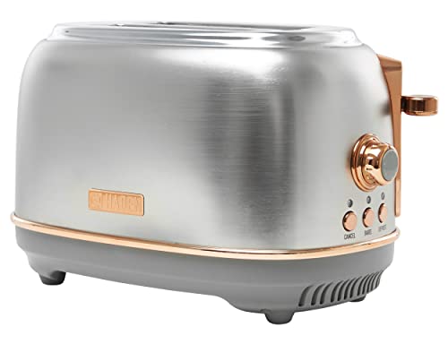 75105 Heritage 900-Watt 2-Slice Wide Slot Steel and Copper Retro Toaster with Removable Crumb Tray and Adjustable Settings