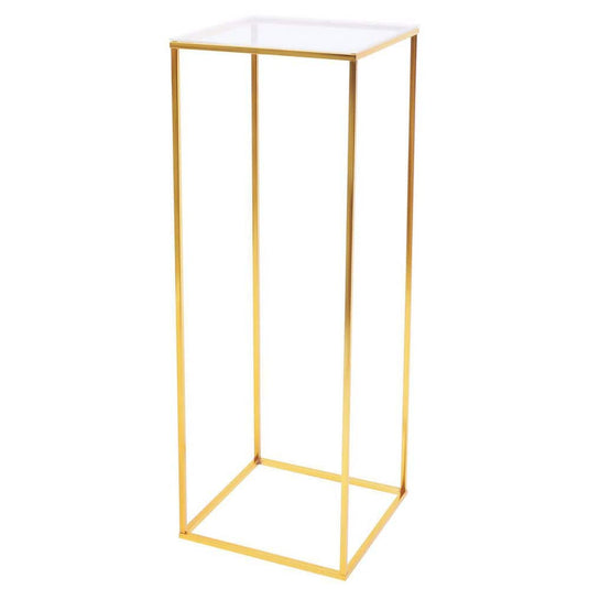 HG-ZJ-9241 31 in. Tall Indoor/Outdoor Gold Metal Column Flower Plant Stand (1-Tiered)
