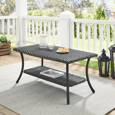 SS010-2 Brentwood Gray Wicker Rectangle Outdoor Coffee Table