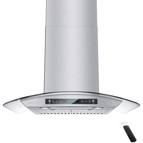 RHIKP03-30-J 30 in. 900 CFM Ducted Wall Mount Range Hood in Stainless Steel with Glass Cover LED Lights Gesture and Touch Control