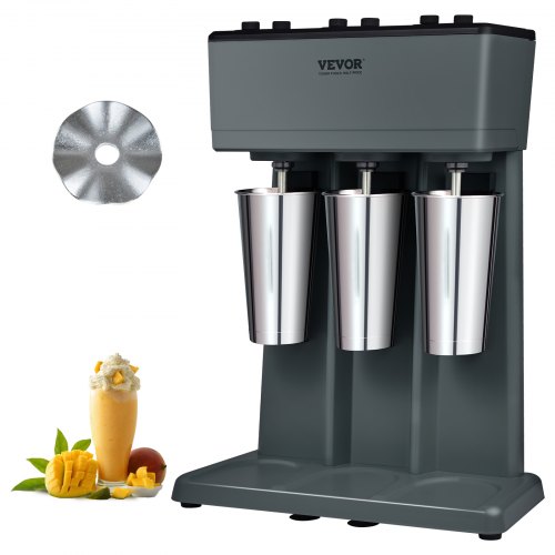 STNXJHABS375WDQ 2.16 Qt. Grey 375W x 3-Electric Milkshake Machine, Triple Heads Mixer Blender Machine, 3-Speed Milkshake Stand Mixer