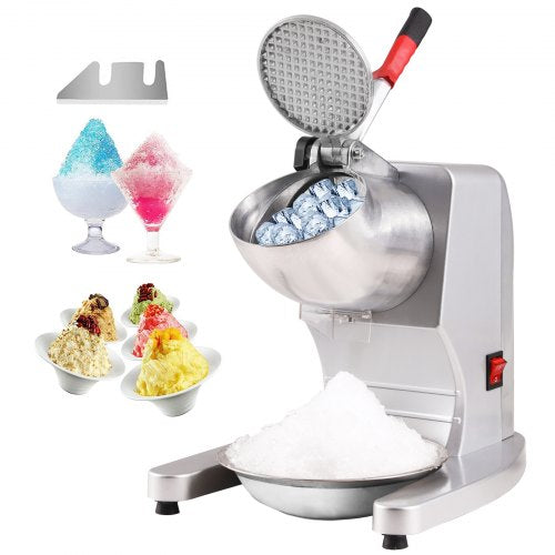 SBJBXS220300WSN Ice Shaver 3520 oz./H Electric Snow Cone Machine Stainless Steel 300W Ice Crushers MachineI, Silver