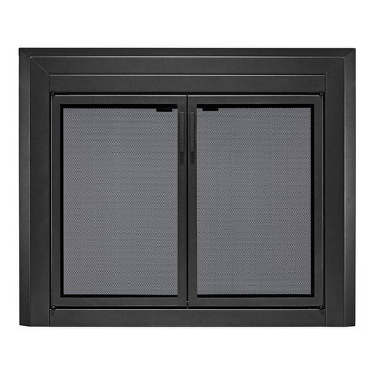UFPDL1107BLK Uniflame Large Logan Black Cabinet-style Fireplace Doors with Smoke Tempered Glass