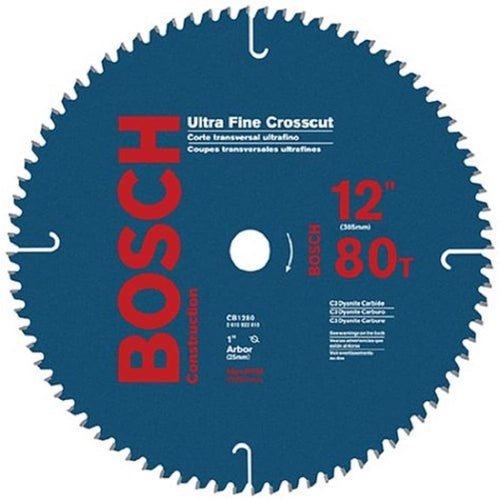 CB1280 Construction Series 12-Inch 80 Tooth ATB Crosscutting Saw Blade with 1-Inch Arbor