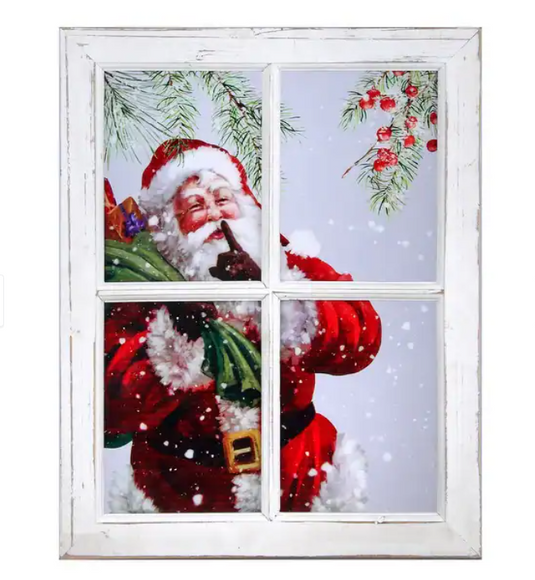 15x19" Acrylic Santa Print In Window