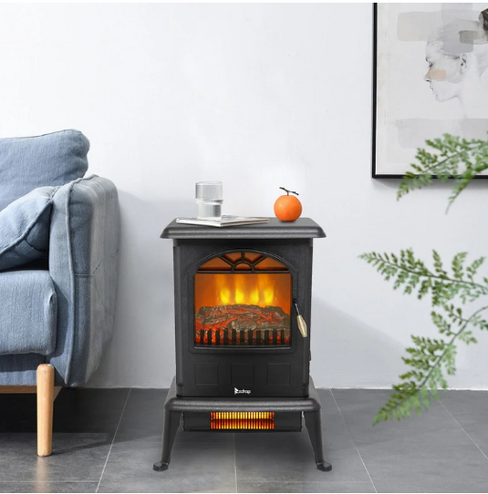 767313423956 17 in. Freestanding Infrared Electric Fireplace in Black