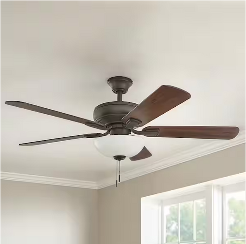 52051 Rothley II 52 in. Indoor LED Bronze Ceiling Fan with Light Kit, Downrod, Reversible Motor and Reversible Blades