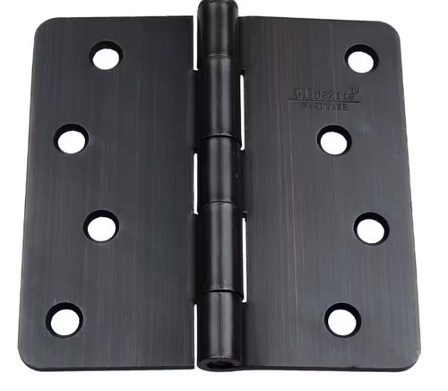 4014-ORB-12 4 in. Oil Rubbed Bronze Steel Door Hinge 1/4 in. Corner Radius with Screws (12-Pack)