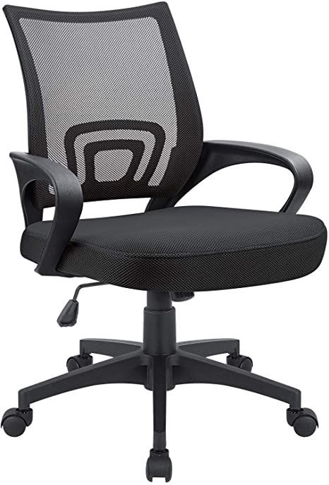 T-OCNC9400 Black Office Chair Ergonomic Desk Task Mesh Chair with Armrests Swivel Adjustable Height