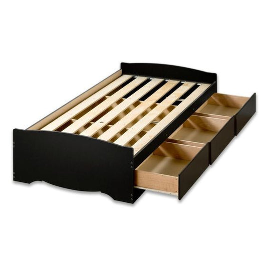 BBX-4105-K Sonoma Black Frame Twin XL Wood Storage Platform Bed