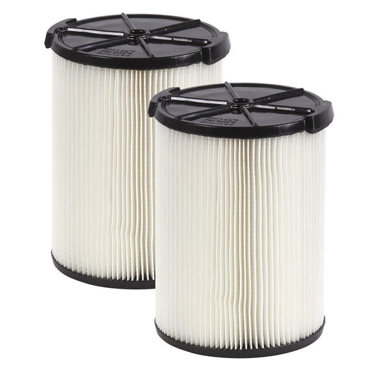 VF4200 General Debris Pleated Paper Wet/Dry Vac Cartridge Filter for Most 5 Gallon and Larger RIDGID Shop Vacuums (2-Pack)