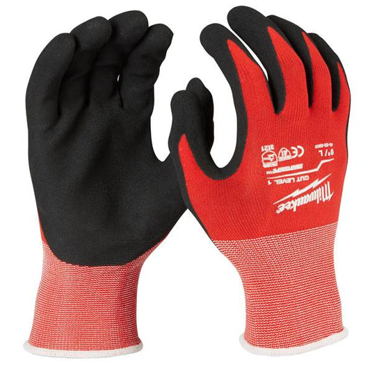 48-22-8902 Large Red Nitrile Level 1 Cut Resistant Dipped Work Gloves