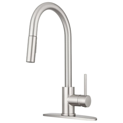 123849 Dura Faucet Streamline Pull-Down Kitchen Sink Faucet, Satin Nickel