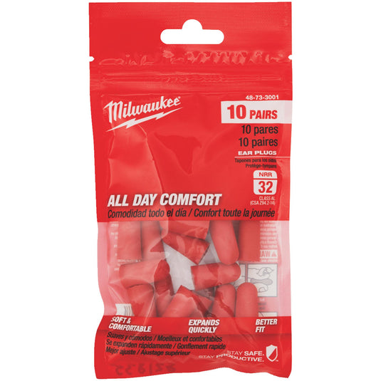 48-73-3001 Red Disposable Earplugs (10-Pairs)