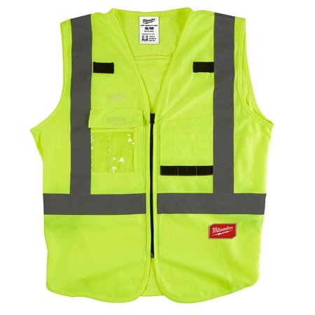48-73-5021 Small/Medium Yellow Class 2 High Visibility Safety Vest with 10 Pockets