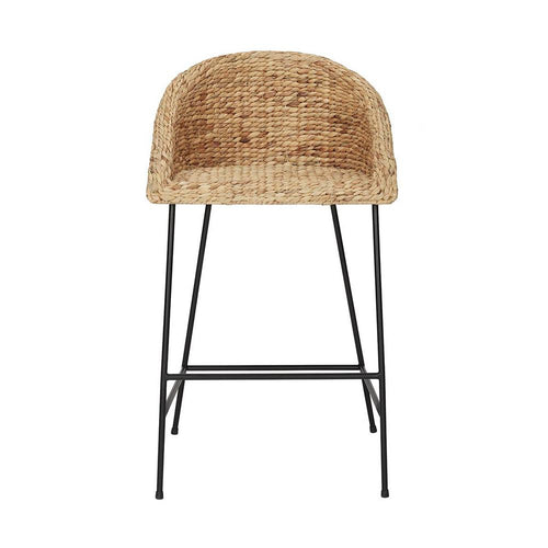 ST1811035-NBLK Natural Woven Hyacinth Bar Stool with Low Back *Local Pick Up Only*