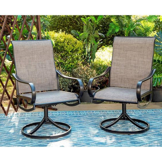 THD-E02GF093-B Black Swivel Textilene Metal Patio Outdoor Dining Chair (2-Pack)