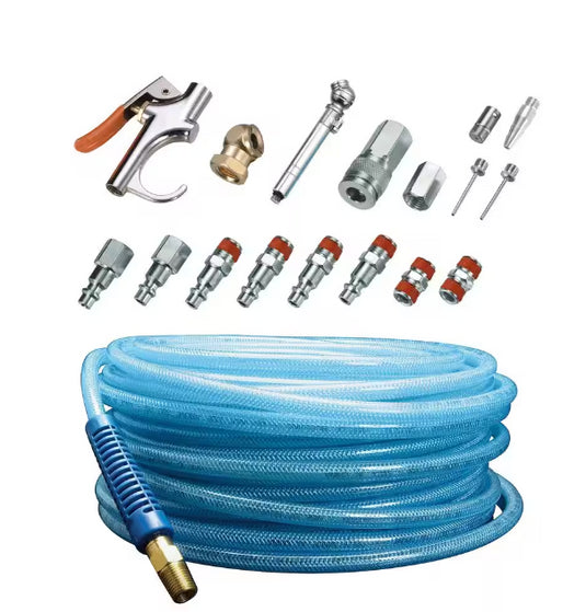 AB-50C-17K 1/4 in. x 50 ft. Poly Air Hose and Air Accessories Kit (17-Pieces)
