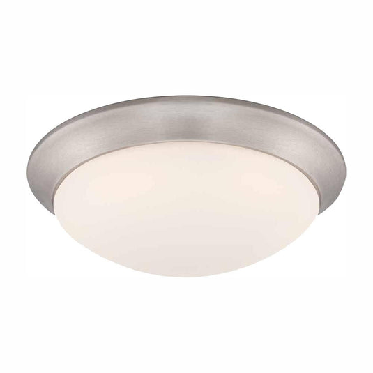 HB1022C-5CCT-35 Stetson 11 in. Transitional Brushed Nickel 5 CCT Integrated LED Flush Mount with Frosted Clear Glass Shade for Kitchen