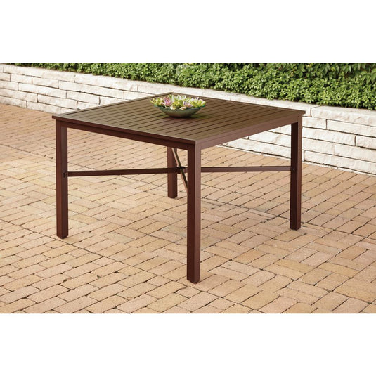 *LOCAL PICK UP* FTS70660 42 in. Mix and Match Brown Square Steel Outdoor Patio Dining Table with Slat Top