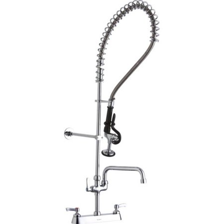 LK843AF14LC 8" Centerset Exposed Deck Mount Faucet, Includes 14" Arc Spout, 2" Lever Handle and Spray Head 1.2 GPM, in Chrome