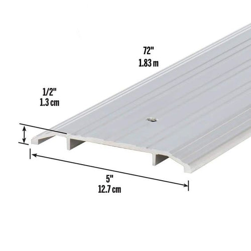 68338 5 in. x 1/2 in. x 72 in. Silver Aluminum Commercial Flat-Profile Threshold