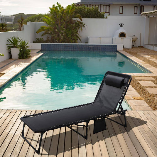 PG0208-01BK-2 Outdoor Folding Chaise Lounge Chair