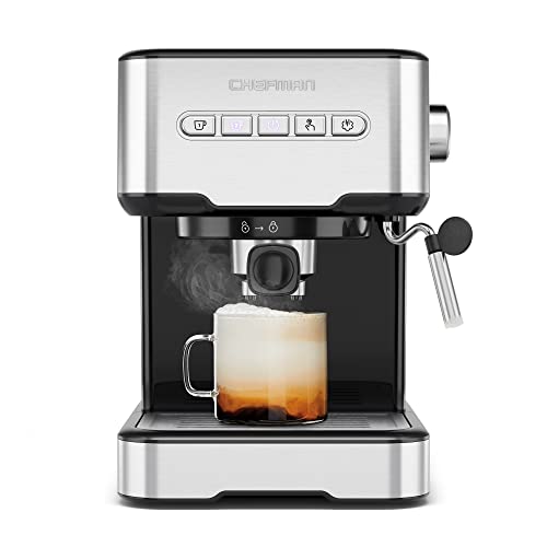 RJ54-SS-15 1-2 Cup Stainless Steel Espresso Machine with Steamer 6 in 1Coffee, Cappuccino, Latte, Coffee Machine and Frother