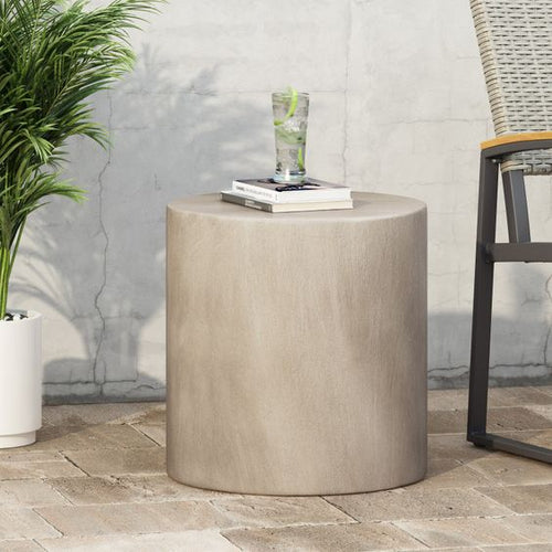 83471 Massey Light Round Stone Outdoor Side Table