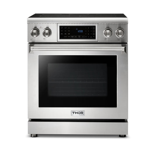Tilt Panel 30 in. 5 Elements Freestanding Electric Range with Self-Cleaning Air Fry Convection Oven in Stainless Steel TRE3001