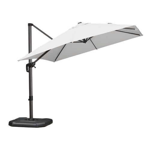 PPL04XHS09-WH Patio Cantilever Umbrella Outdoor Square Umbrella Aluminum Offset Umbrella with 360-degree Rotation