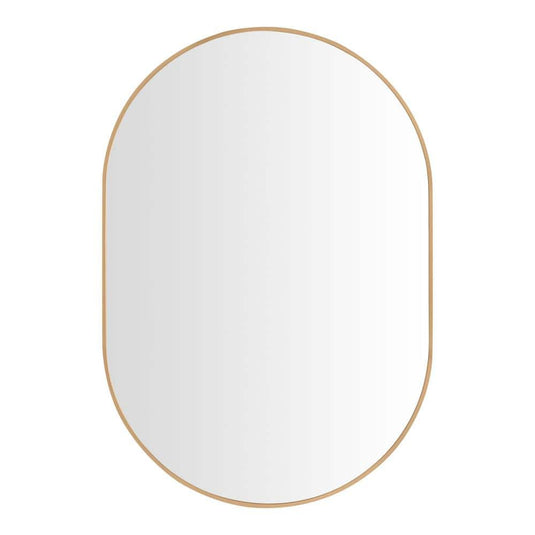 AL-P2232G Medium Modern Oval Gold Framed Mirror (22 in. W x 32 in. H)
