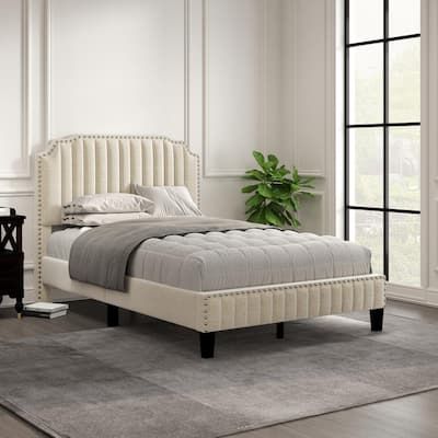 YJH026AAA-F Full Size Upholstered Bed w/Nailhead Trim Headboard/Footboard