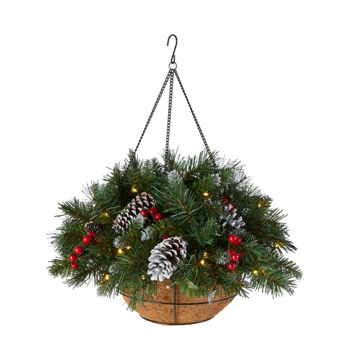 Pre-Lit Artificial Christmas Hanging Basket