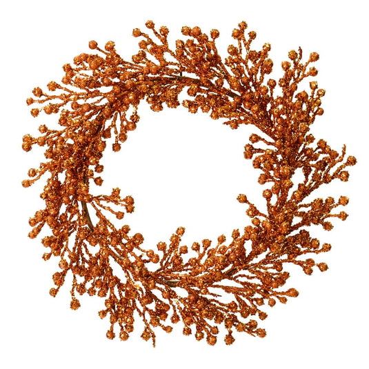 22" Copper Glitter Berry Artificial Christmas Wreath