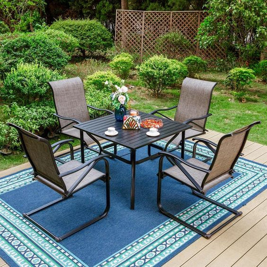 THD5-0601-105 5-Piece Outdoor Dining Set w/Table and C-Spring Chairs