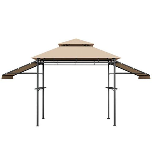 GYM09949 Patio BBQ Grill Gazebo Side Awnings Shelves 2-Tier Canopy Outdoor