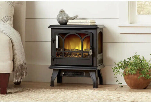 EST-417-10 Kingham 400 sq. ft. Panoramic Infrared Electric Stove in Black with Electronic Thermostat