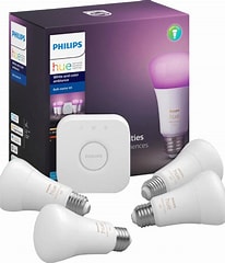 548545 White and Color Ambiance A19 LED 60W Equivalent Dimmable Smart Wireless Lighting Starter Kit (4 Bulbs and Bridge)
